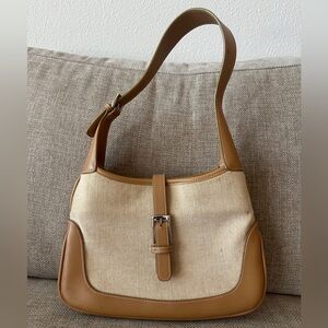 Vintage St. John’s Bay Cream and Leather Shoulder Bag